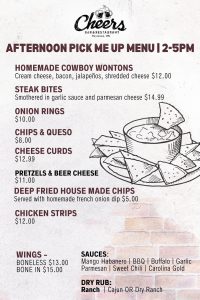 Cheers small bites menu