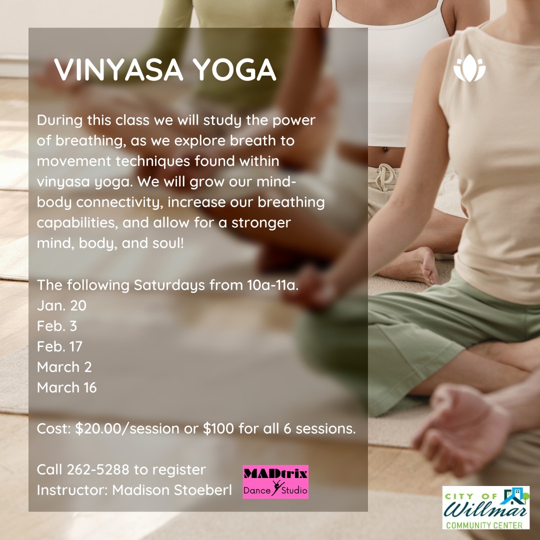 A flyer for vinyasa yoga.