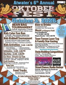 flyer with schedule and details for the Atwater's 6th Annual Oktoberfest event