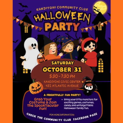 details for the halloween party at the kandiyohi community center