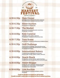 a schedule for the CMCS Harvest Festival on Nov 21
