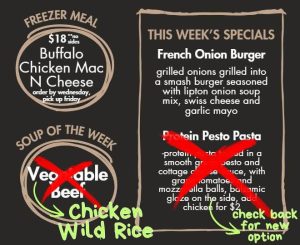 Lunch Box Cafe Menu for week of Sept 29
