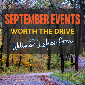 a road through fall colored trees with title of September Events Worth the Drive