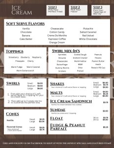 Backyard Burger Ice Cream Menu