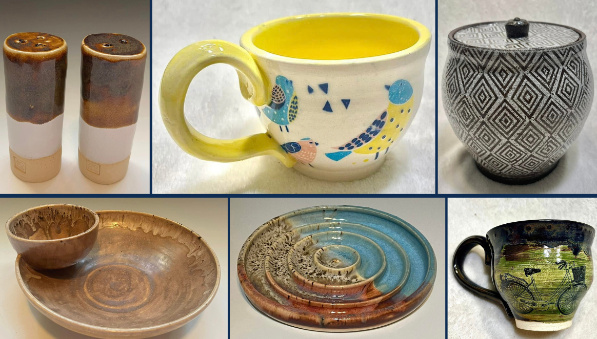 a variety of handmade pottery