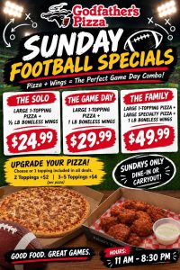 details for the Godfather's Express Sunday football specials