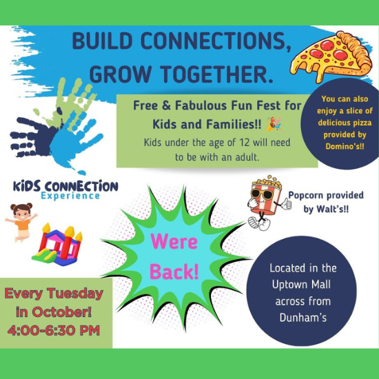 details for the kids connection experience at the mall