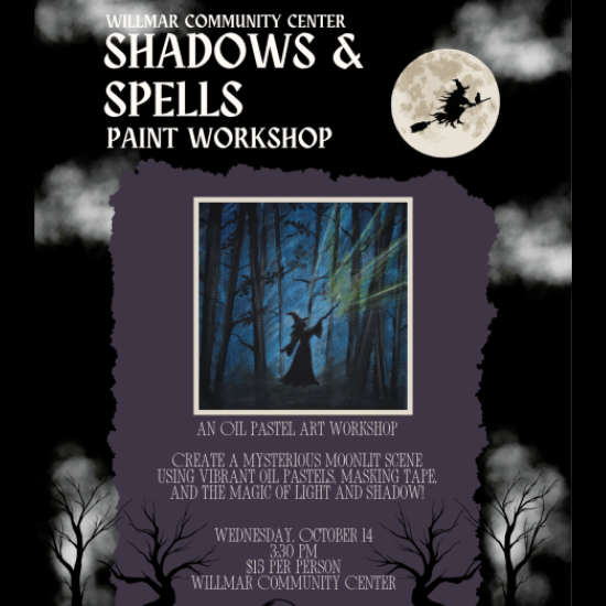poster with details to the shadows and spells paint workshop