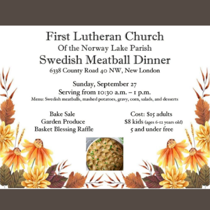 details for the Swedish Meatball dinner at First Lutheran Church