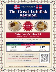 details for the great lutefisk reunion plus images of the food