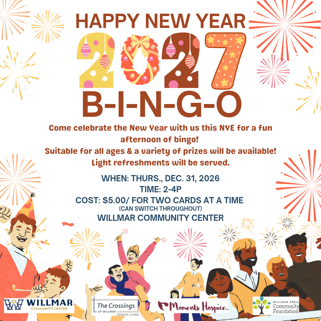 details for NYE Bingo at the Willmar Community Center
