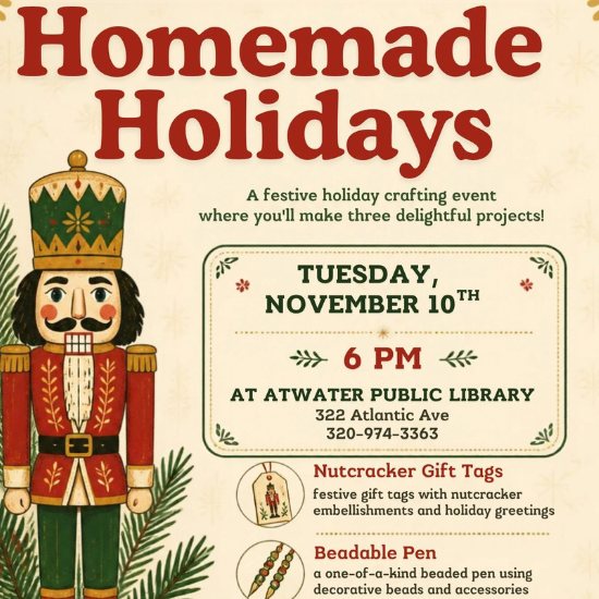 a flyer with a nutcracker on it along with details for Homemade Holidays event