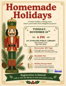 a flyer with a nutcracker on it along with details for Homemade Holidays event