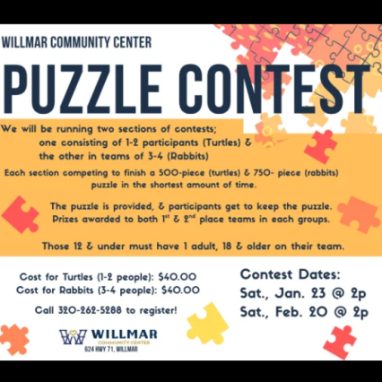 Details for the puzzle contest in Jan & Feb at the Willmar Community Center
